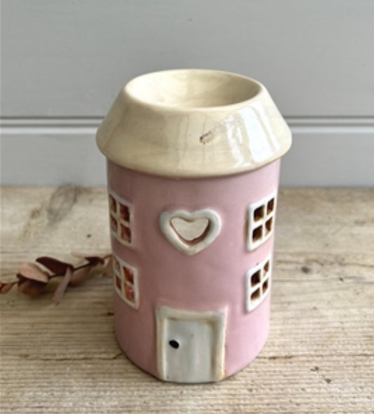 Pink Rustic House Waxmelt Warmer|Burner| Rustic|Country Style| Pottery Burner